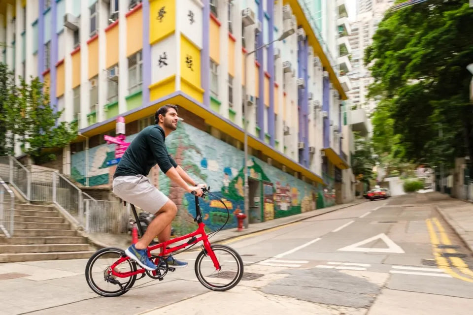 Man riding Tern folding bike